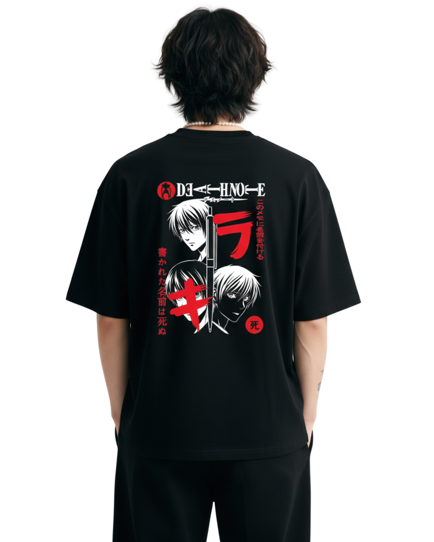 Death Note Dual Face Oversized T-Shirt | Light vs L Anime Graphic Tee for Men