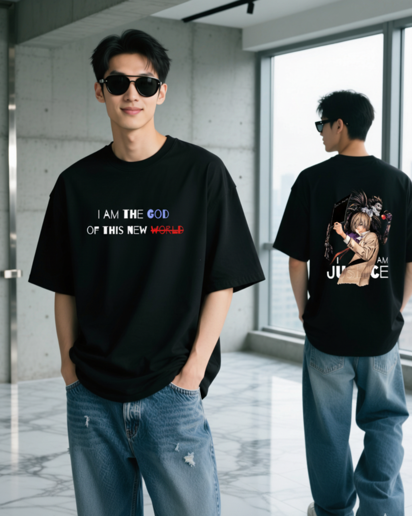 Death Note “God of the New World” Oversized T-Shirt | Kira Justice Edition